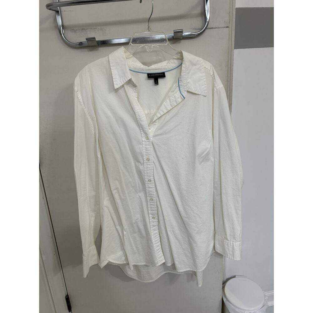 Lane Bryant White Button Down Long Sleeve Blouse size 24